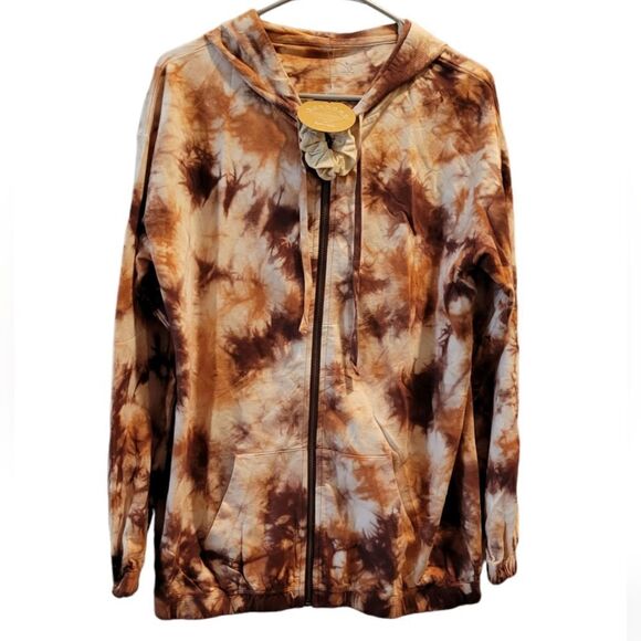 Sundown by Splendid Tie Dye Zip Up Hoodie Brown  Small NWT - Picture 2 of 9